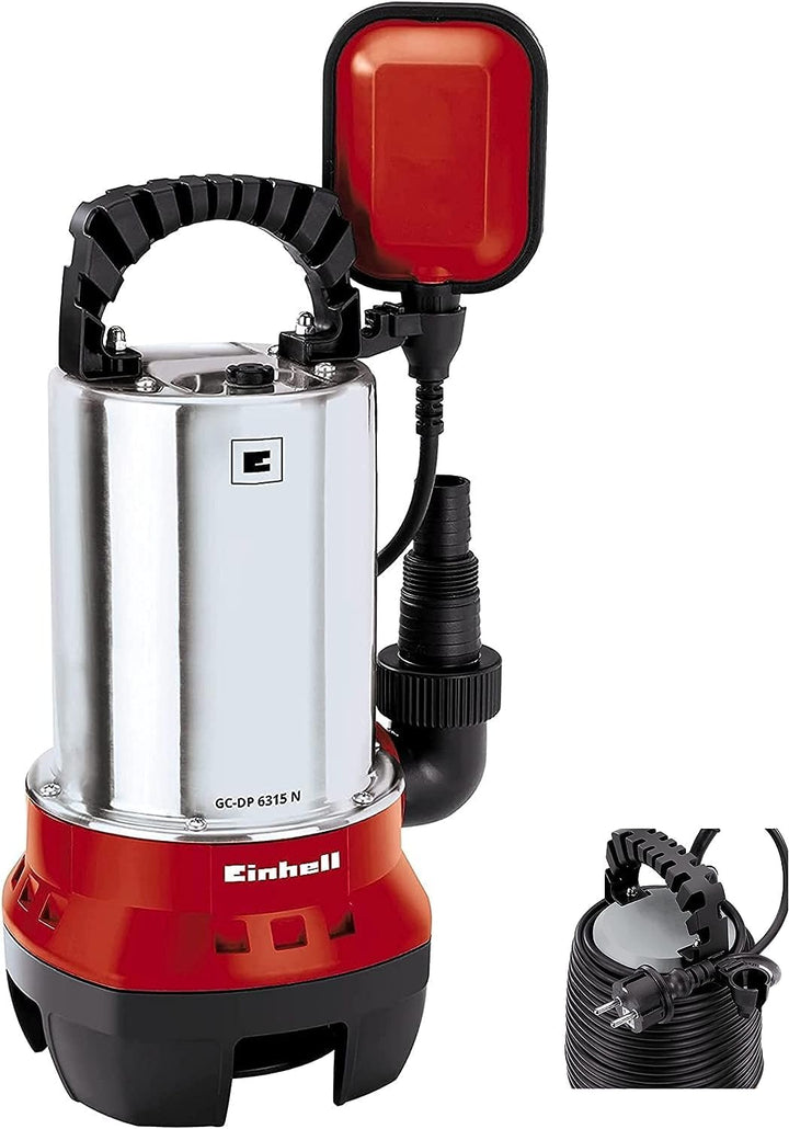Einhell GC-DP 6315 N Schmutzwasserpumpe (630W, Ø15 mm Fremdkörper, 17.000 L/h Förderleistung, Schwim