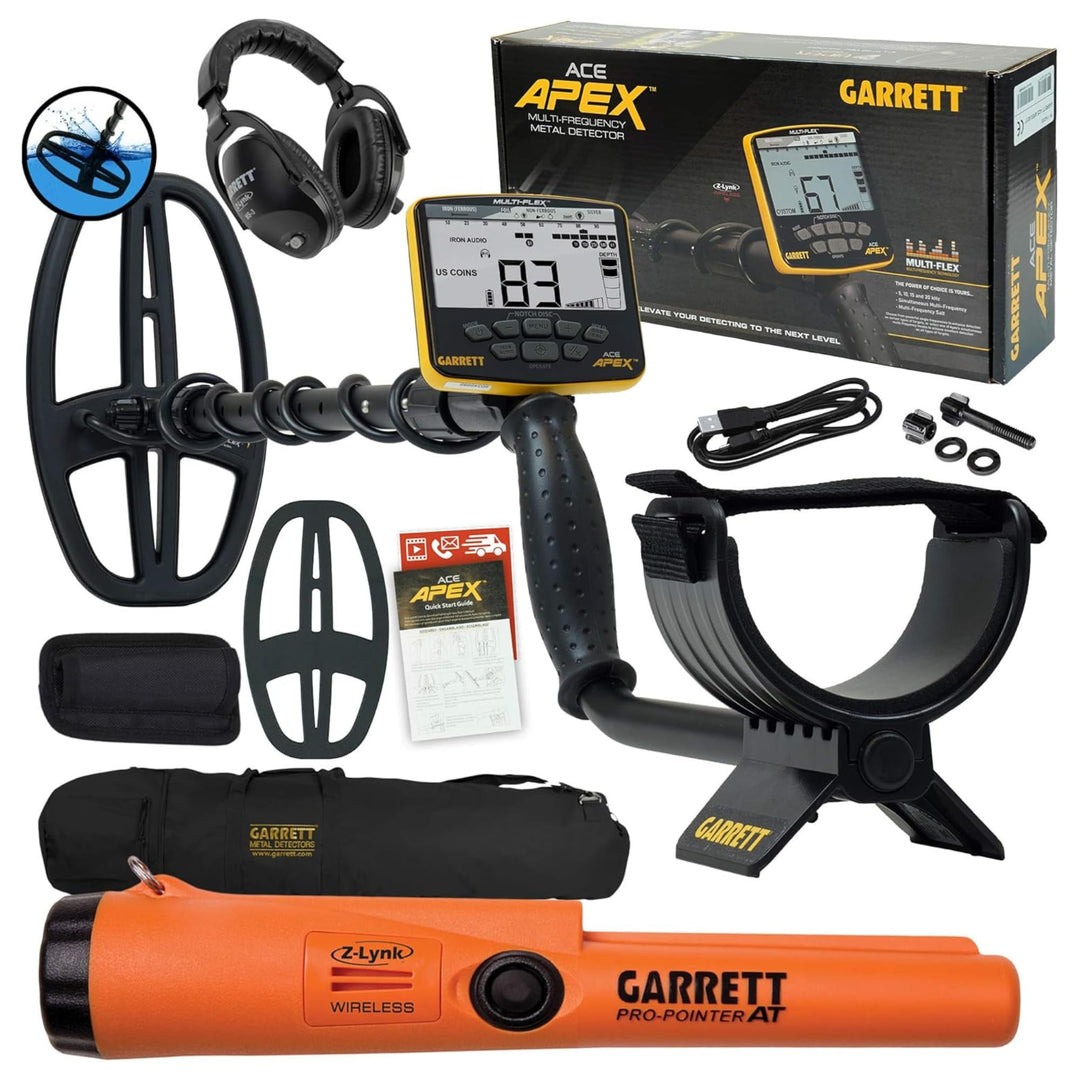Garrett ACE APEX-Detektor mit 6 x 11 DD Viper-Suchspule, Z-Lynk-Kopfhörer, Pro-Pointer bei Z-Lynk un