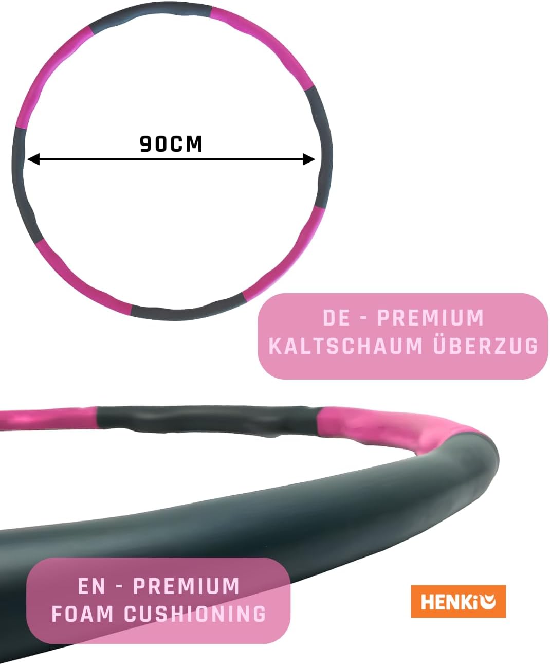 Hula Hoop Reifen für Erwachsene,1kg, 90cm Durchmesser, 5-6 Teile, zum abnehmenfür intensives Trainin