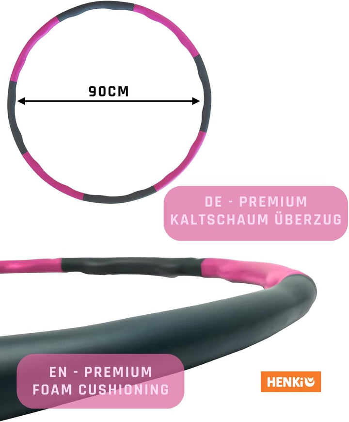 Hula Hoop Reifen für Erwachsene,1kg, 90cm Durchmesser, 5-6 Teile, zum abnehmenfür intensives Trainin
