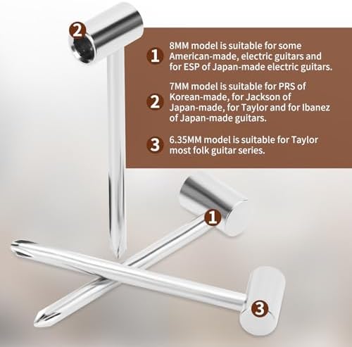 Gitarren-Halsstabschlüssel, 3 Stück, 7 Mm/8 Mm/6,35 Mm, Einstellwerkzeug für Gitarrenhals Zur Wartun