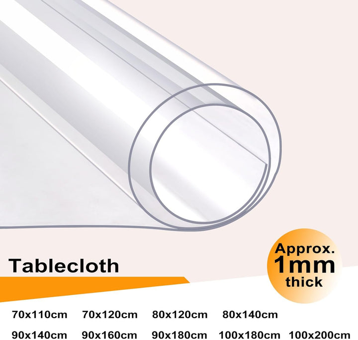 WOLTU Tischfolie 1 mm Tischdecke transparent wasserdicht, Tischschutz Folie abwaschbar, durchsichtig