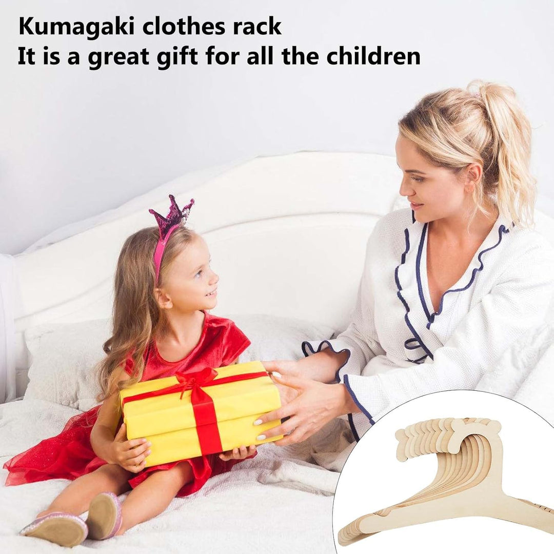 25 Stück Kinderkleiderbügel Holz, Baby Kleiderbügel Kinder, Rutschfest, Braun, Unvollendet, Kleinkin