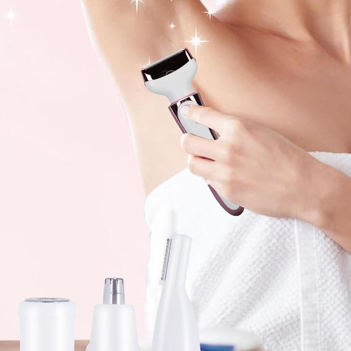 BRRNOO Elektrisch für Frauen, 4-in-1 Kabelloser Damen-Haarschneider, Gesichts- und Körper-Bikini-Ras