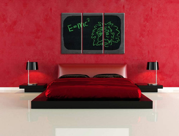 Albert Einstein schwarz/weiss 3-Teiler Leinwandbild 120x80 Bild auf Leinwand, XXL riesige Bilder fer