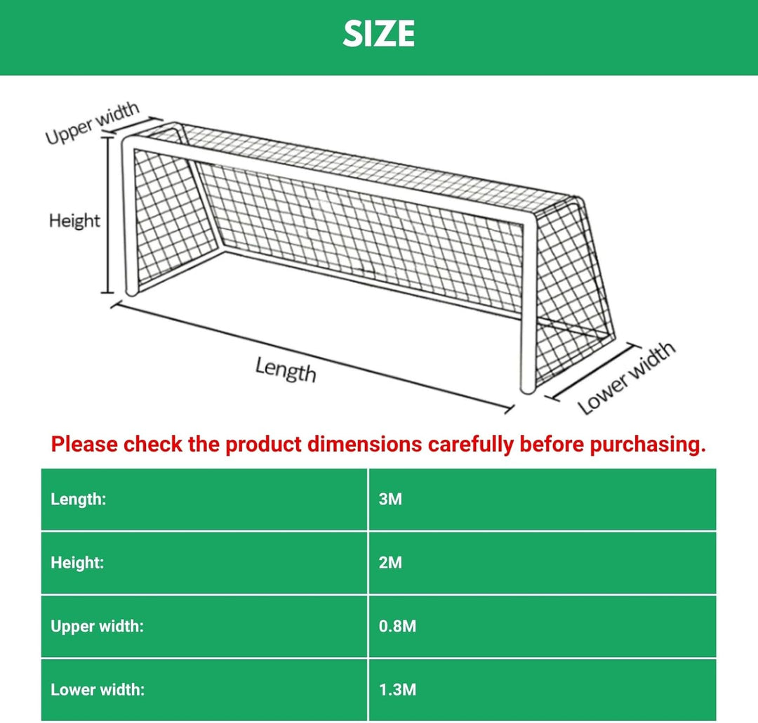 Jadeshay Fussballtornetz, Fussballtor Netz 3m x 2m Fussball Tor Net Polypropylenfaser Ersatznetz für