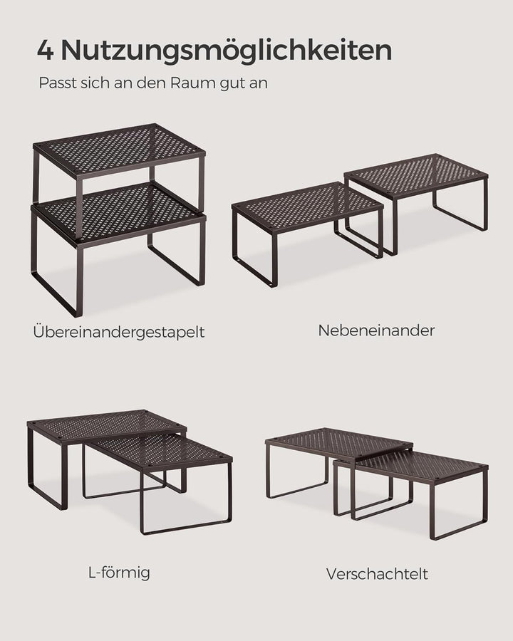 SONGMICS Gewürzregal, 4er Set, Küchenregal, Küchen-Organizer, Küche, Gewürzhalter, erweiterbar, stap