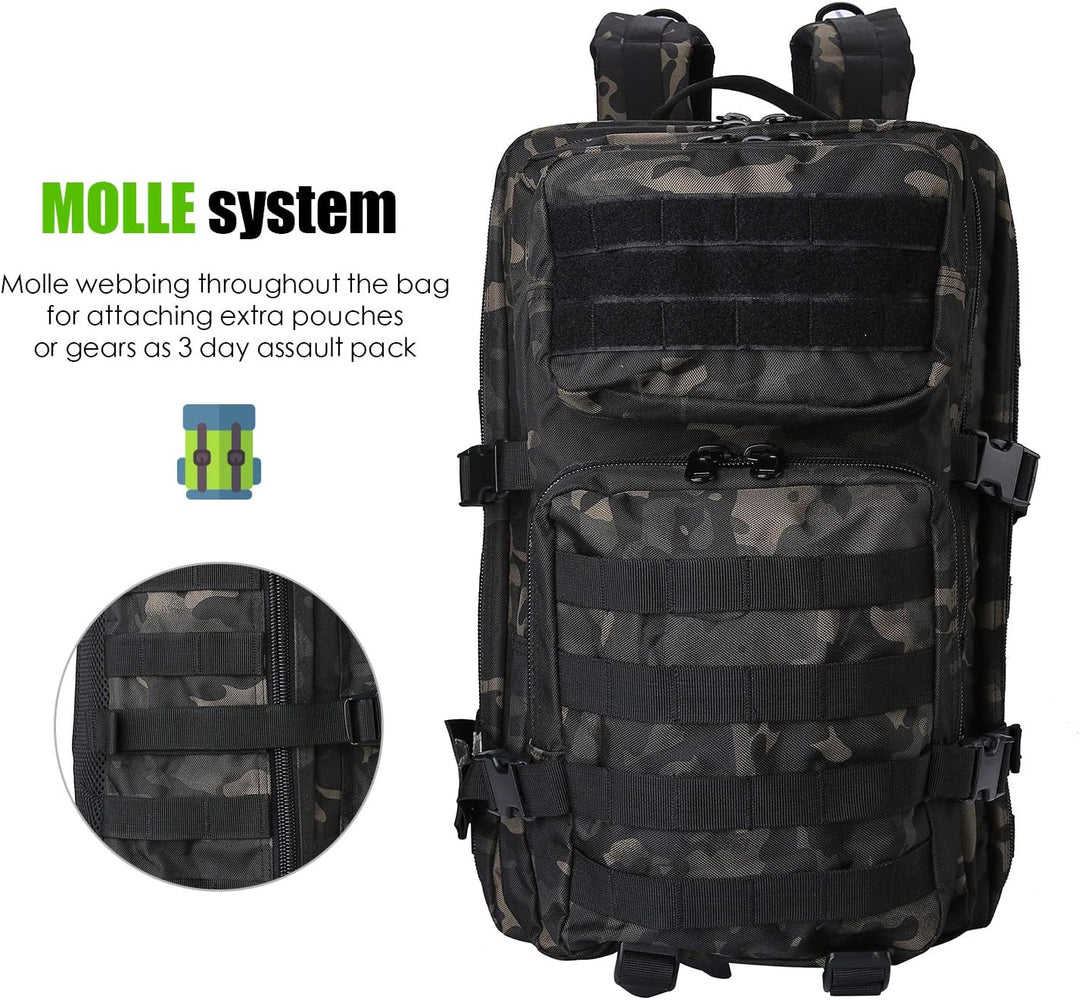 ProCase 40L Militär Taktische Rucksack, Grosse Kapazität 3 Tage Armee Assault Pack Bag Go Bag Rucksa