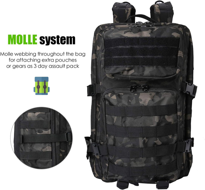 ProCase 40L Militär Taktische Rucksack, Grosse Kapazität 3 Tage Armee Assault Pack Bag Go Bag Rucksa