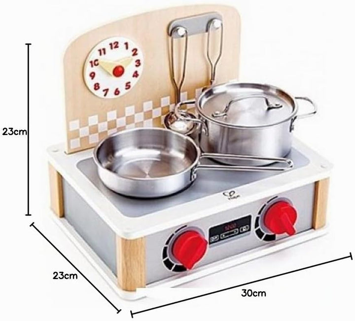Hape 2-in-1 Küchen- & Grill-Set von Hape| Fantasiespiel Realistisches Rollenspiel Küchenset für Kind