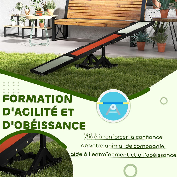 PawHut Agility Sport Hundeschaukel, Schwarz | Trainingsausrüstung, vorgeöltes Holz, Bitumenfilz, rut