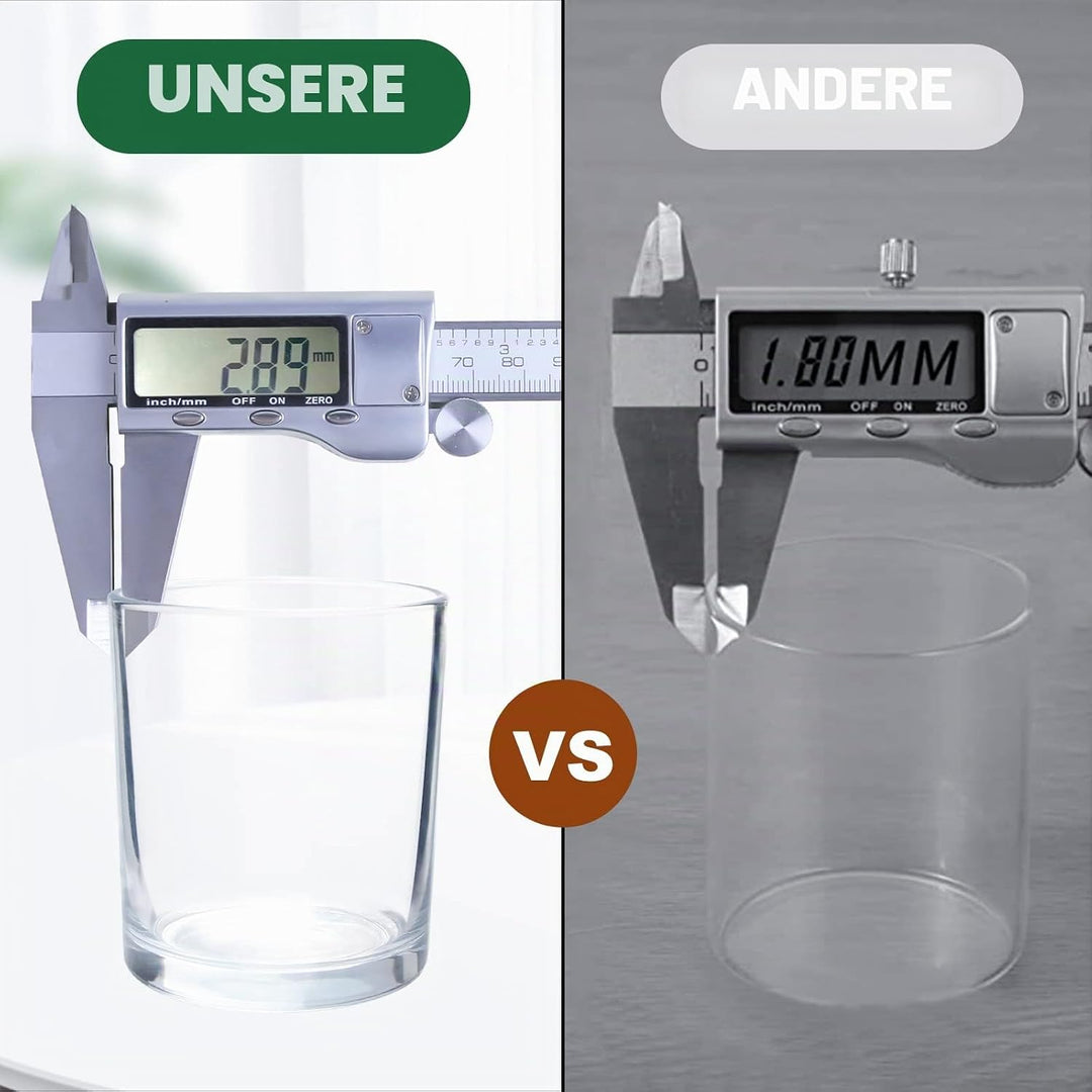 CONNOO 12 Stück 284 ml klarem Glas-Kerzengläser mit Bambusdeckel für die Herstellung von Kerzen, lee