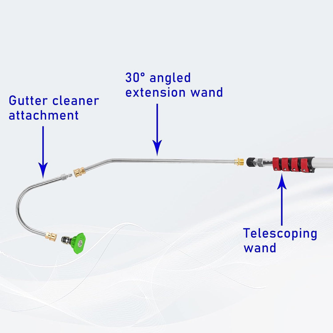 M MINGLE Teleskop-Hochdruckreiniger-Zauberstab, 6 m, Aluminium, Hochleistungsreiniger, Teleskop-Sprü