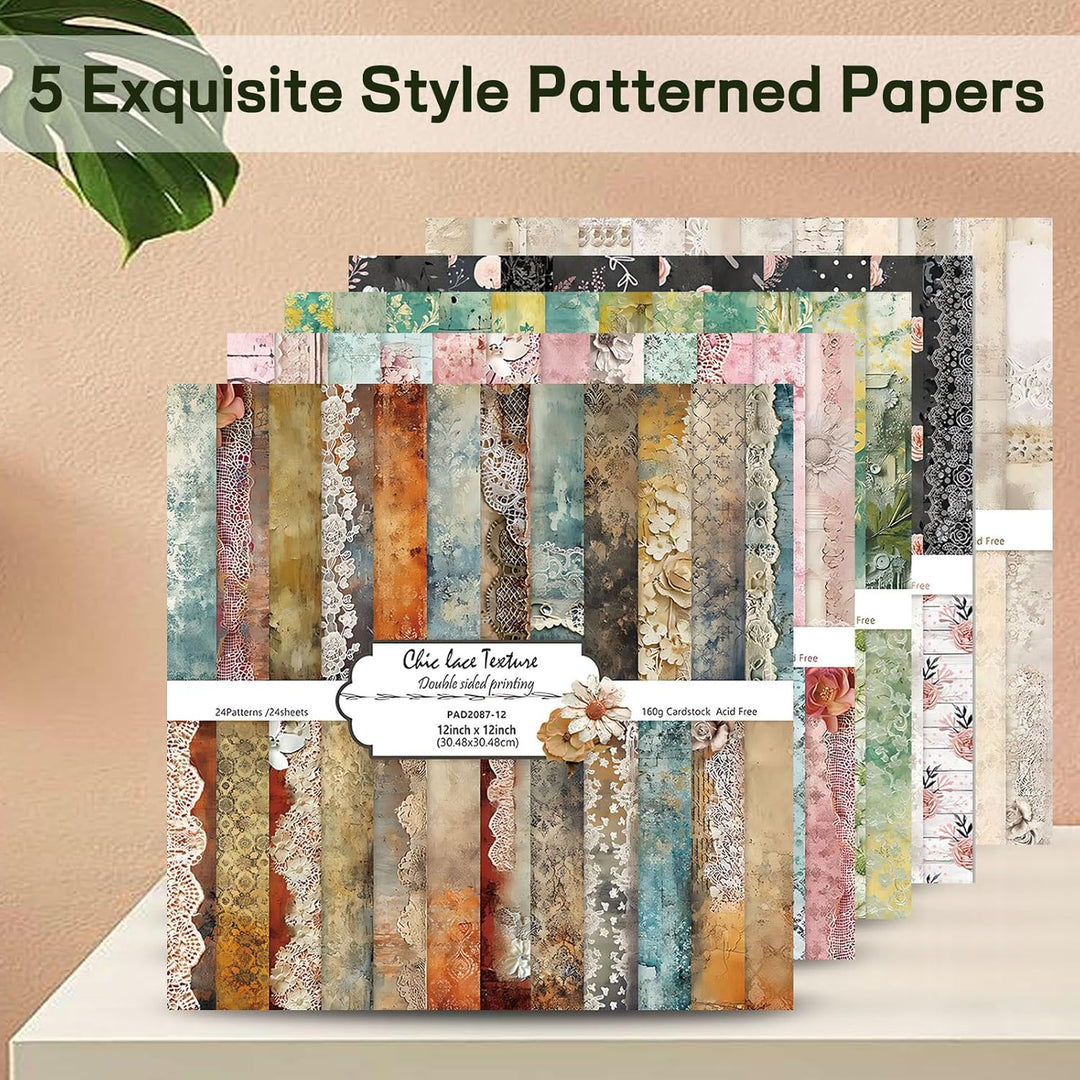 Scrapbook Papier Vintage Scrapbook Bastelpapier mit Blumen Muster, 24 Blatt Doppelseitiges Scrapbook