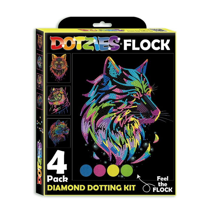 DIAMOND DOTZ DOTZIES 2594443 Original 5D Diamond Painting Set, Neon Raubkatzen, 4 bunte Diamant-Bild