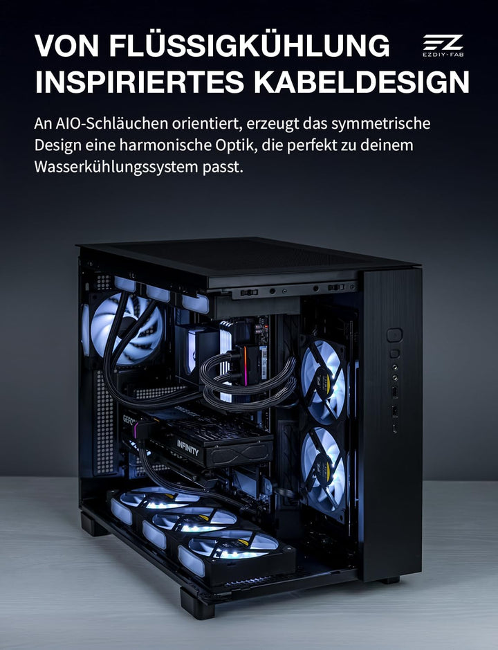EZDIY-FAB UNIFAS ARGB 8-Pin PCIe-GPU-Verlängerungskabel, 16AWG, 90-Grad-Rechtwinkelstecker, 5V 3-Pin
