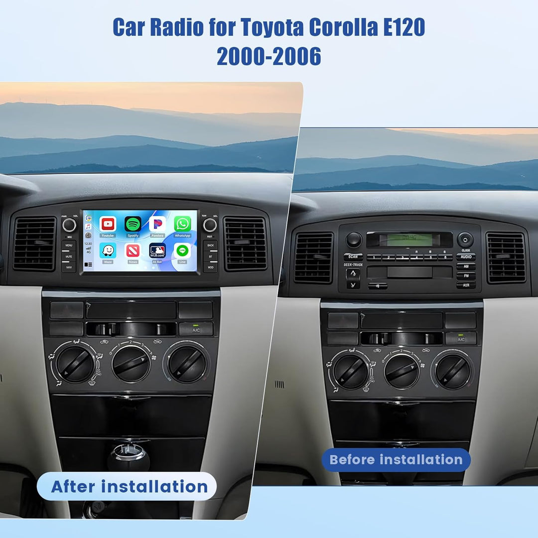 [4G+64G] Inefala Android 15 Autoradio für Toyota Corolla E120 2000-2006/E130 2004-2007 mit Wireless