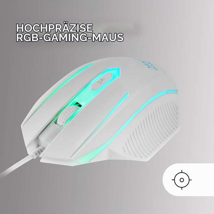 Mars Gaming MCP124PRO, Spanisch, Gaming-Combo 4in1, RGB H-Mech-Tastatur mit Handballenauflage, RGB-M