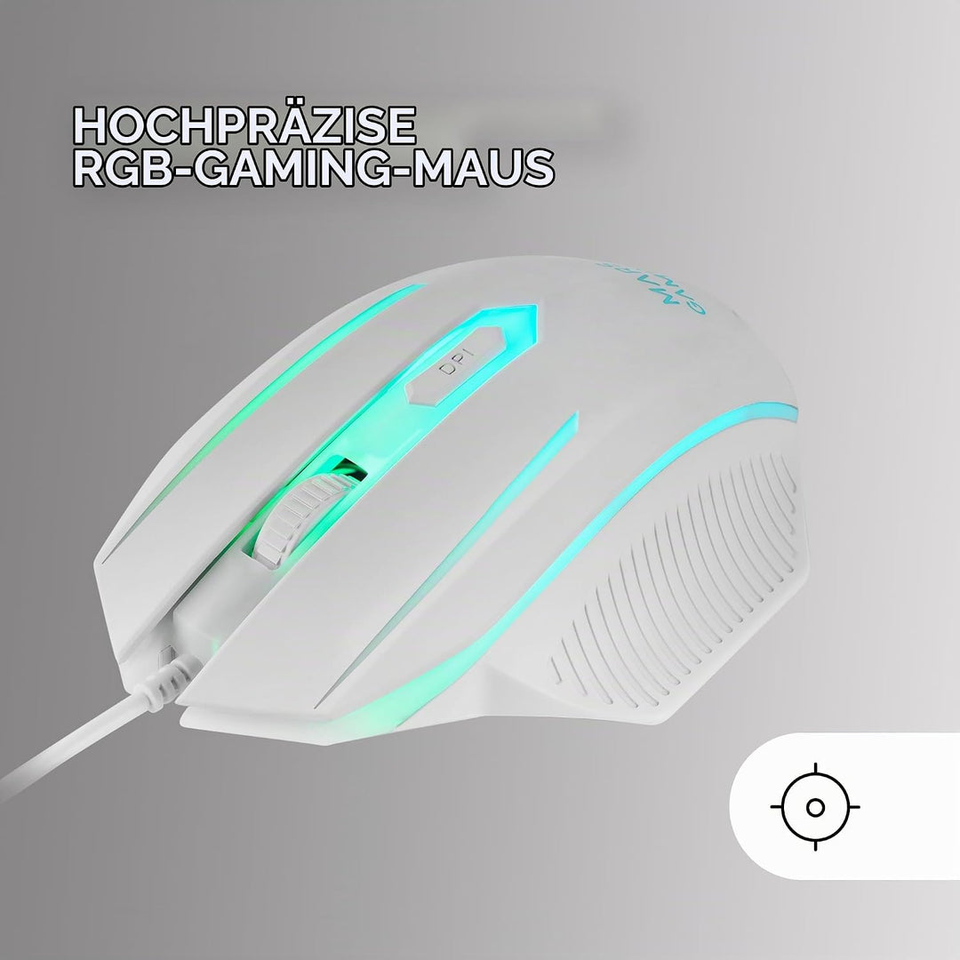 Mars Gaming MCP124PRO, Französisch, Gaming-Combo 4in1, RGB H-Mech-Tastatur mit Handballenauflage, RG