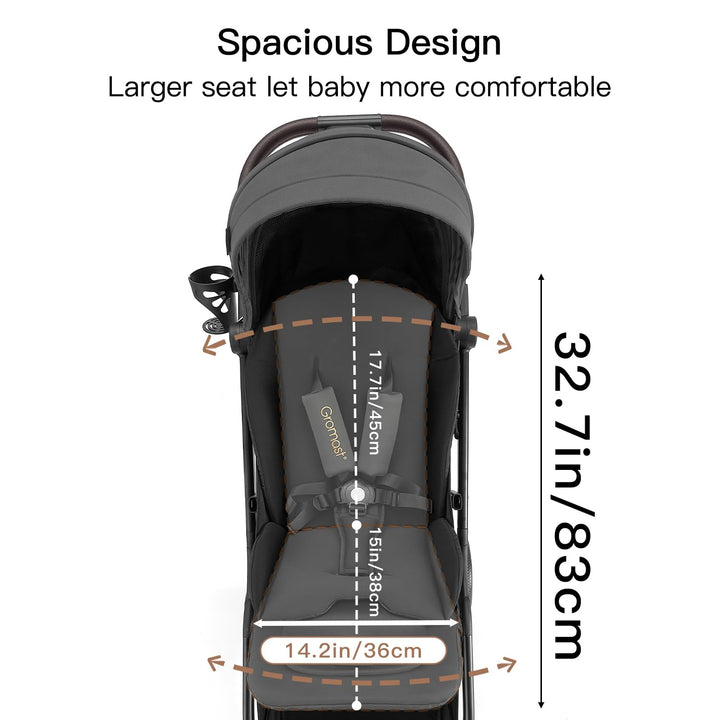 Gravity Faltbarer Kinderwagen, Tragbarer Reise-Kleinkindbuggy Mit Verstellbarer Rückenlehne & Sonnen