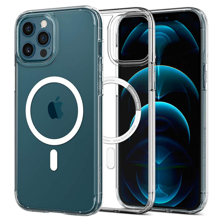 Spigen Ultra Hybrid MagFit Hülle Kompatibel mit iPhone 12 Pro und Komaptibel mit iPhone 12 Kompatibe