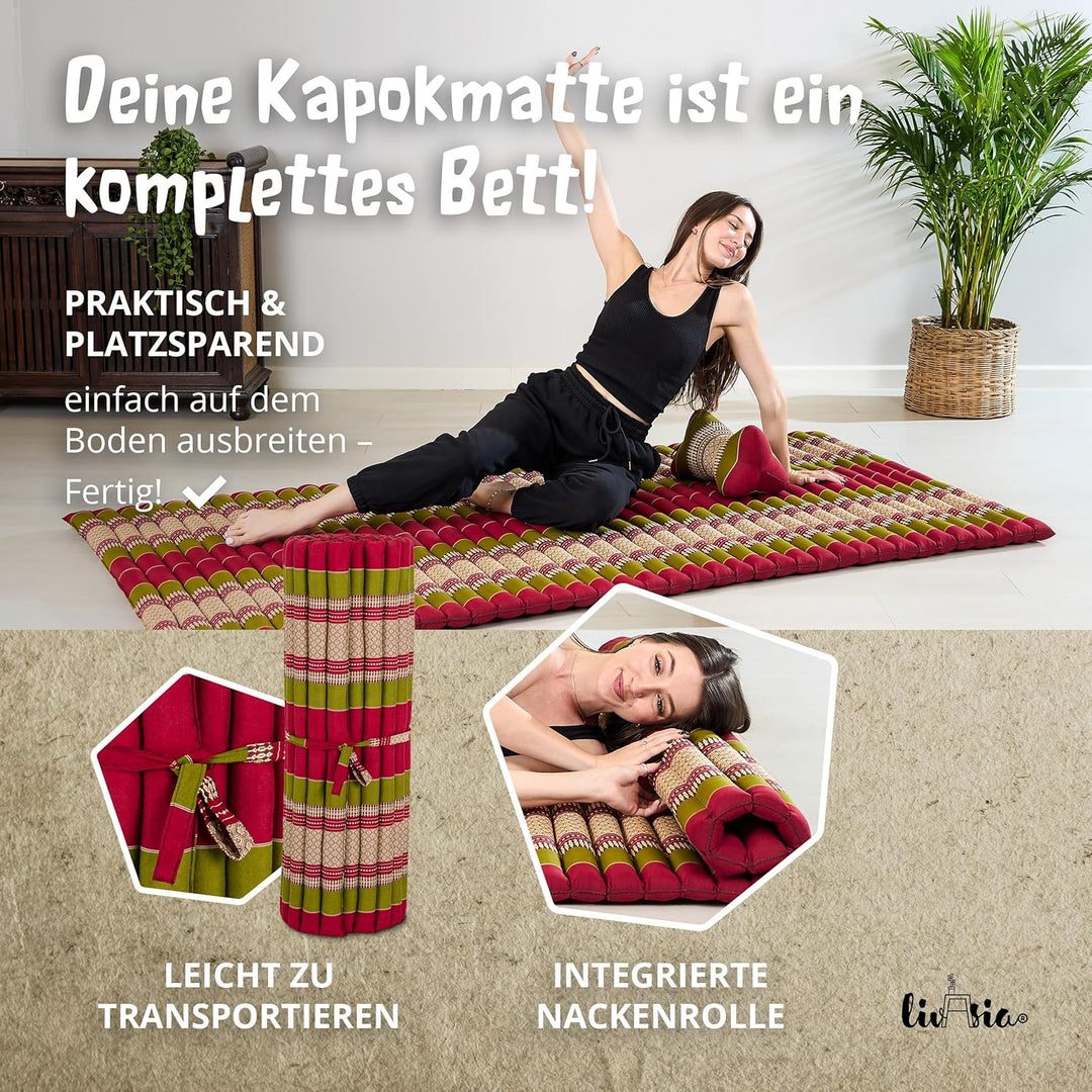 livasia Rollmatte Rollmatratze L-200x110x4,5cm, Gästebett Gästematratze 1 Person, Reisebett Kofferra