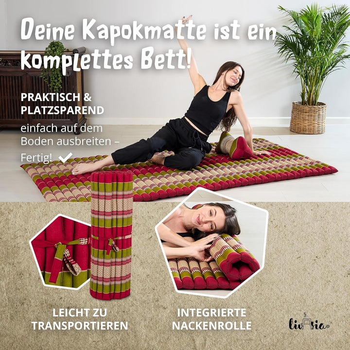 livasia Rollmatte Rollmatratze L-200x110x4,5cm, Gästebett Gästematratze 1 Person, Reisebett Kofferra
