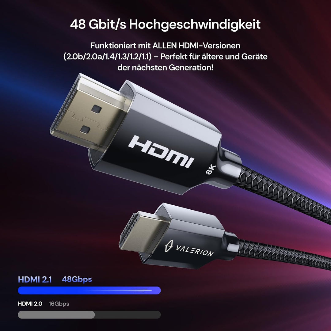 Valerion VisionMaster Pro2 4K Triple-Laser Beamer Bundle – Sofort einsatzbereit mit HDMI 2.1 Kabel,