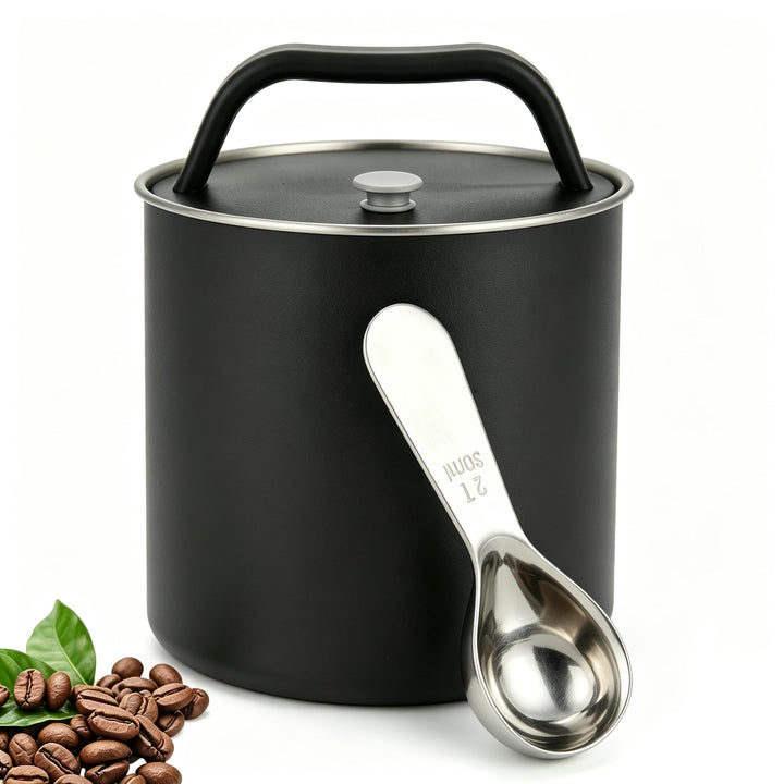 HAUSPROFI Kaffeedose Luftdicht für 1kg Kaffeebohnen, Kaffeebohnen Behälter mit Kaffeeportionierlöffe