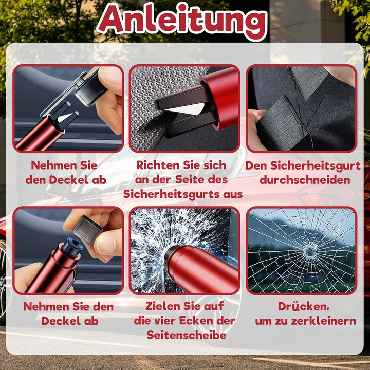 Nuoyiamn 2 Stück Gurtschneider Notfallhammer, Tragbarer Nothammer, 2 In 1 Notfallhammer Auto mit Gur