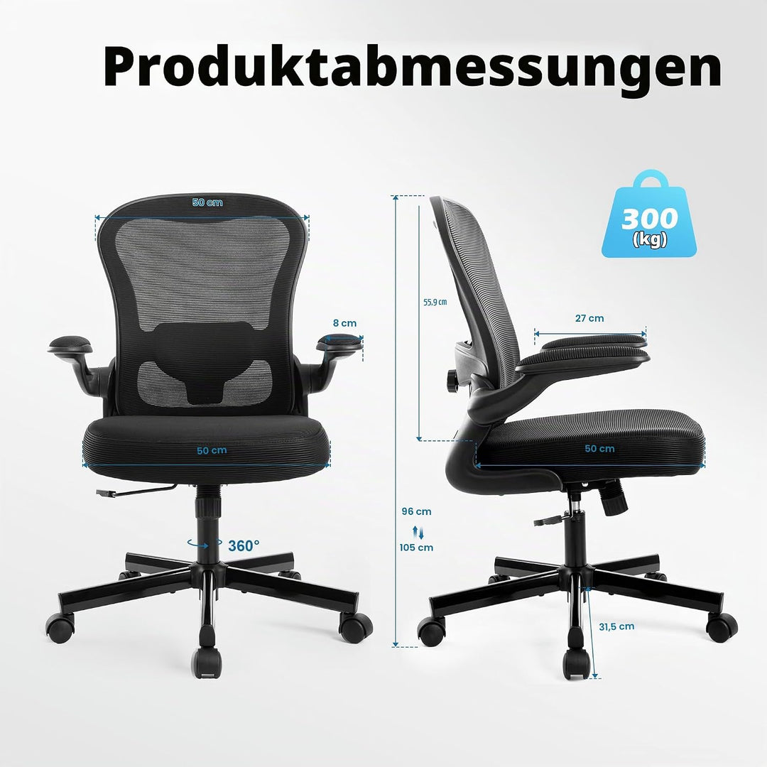 ALPHA HOME Bürostuhl Ergonomischer Schreibtischstuhl mit Lendenwirbelstütze, Höhenverstellbar, Büros