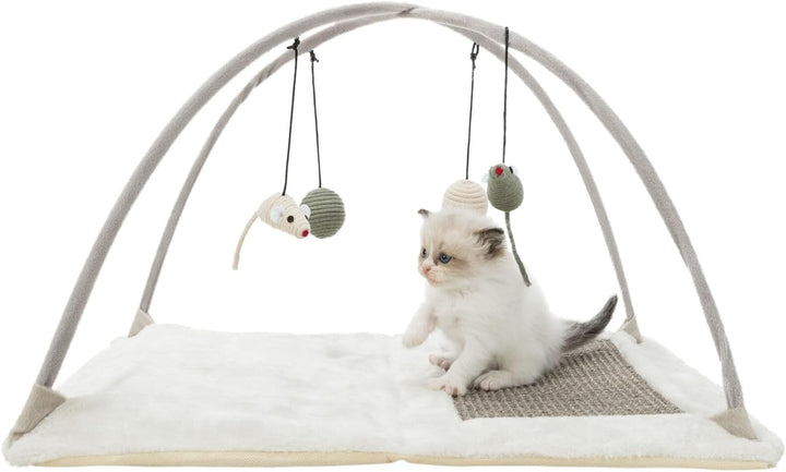 Trixie Katzenspielmatte mit Spielzeug und Sisal-Kratzfläche, Grau (43114), Norme, Grau