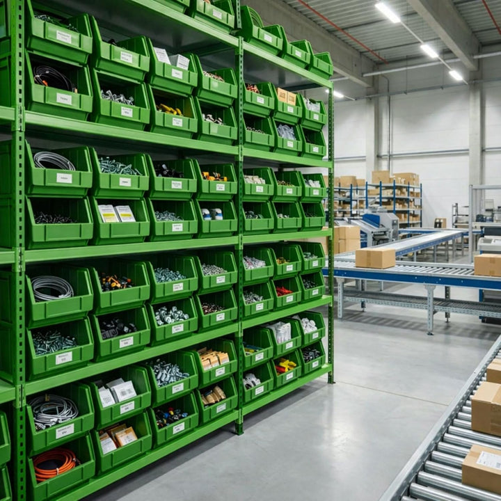 Rodopi 26er Set Stapelboxen, Grösse M | Sichtlagerkästen 230x150x130mm | Robuste Lagerboxen für Werk