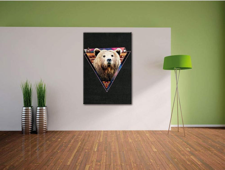 Dark Hip-Bear black Leinwandbild Bild auf Leinwand, XXL riesige Bilder fertig gerahmt mit Keilrahmen