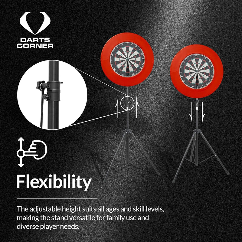 Darts Corner DM01 | Professionelles tragbares Dreibein-Stativ für Dartscheibe, Reiseständer für mobi