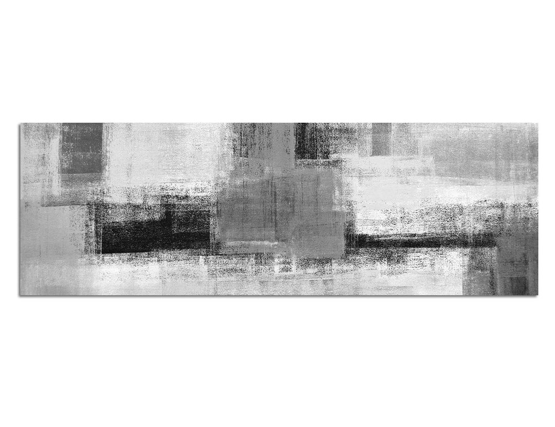 Paul Sinus Art Leinwandfoto als Panorama SCHWARZ/Weiss 150x50cm Kunstmalerei abstrakt grau gelb weis