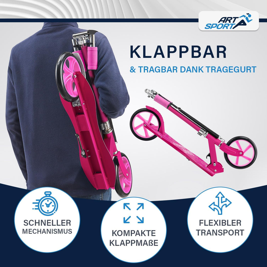 ArtSport Cityroller Scooter mit Big Wheel Räder & Tragegurt - Für Kinder ab 3 Jahren - 4 Designs 88