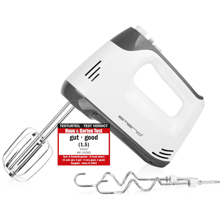 EMERIO elektrischer Handmixer Handrührer Mixer Handrührgerät mit 400 Watt 5 Geschwindigkeiten & Turb
