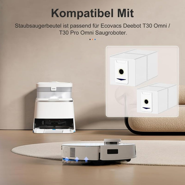 12 Stück Staubbeutel für Ecovacs Deebot T30 Omni / T30 Pro Omni Roboter, 3L Grosse Kapazität, Staubs