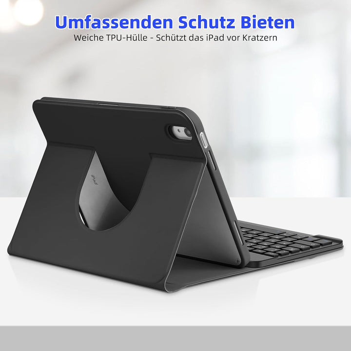 Bettdow für iPad 10.Generation 2022 Tastatur Hülle, Hoch-/Querformat Verwenden, QWERTZ Layout Abnehm