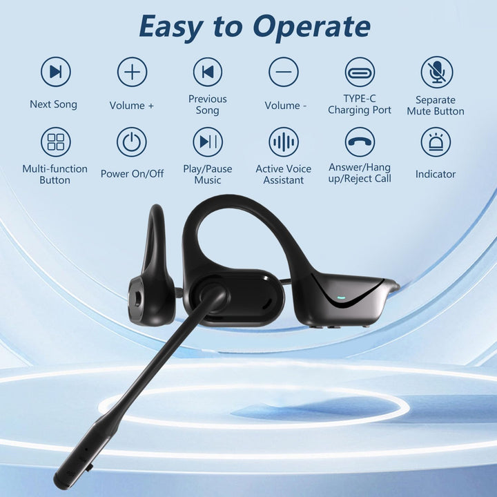 BANIGIPA Bluetooth 5.4 Headset mit Mikrofon, offene Kopfhörer mit Mikrofon, drahtloses Headset mit R