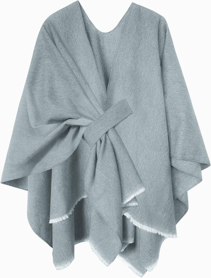 Shmily Girl Poncho Damen Strick Reversibel Cape Decke Elegant Warme Schultertuch Gestrickter Schal M