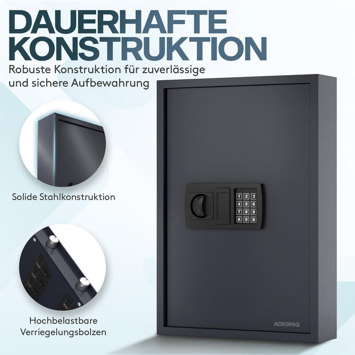 ACROPAQ Schlüsselschrank mit Zahlencode - Für bis zu 100 Schlüssel, Inkl. 100 Anhänger, Mit elektron