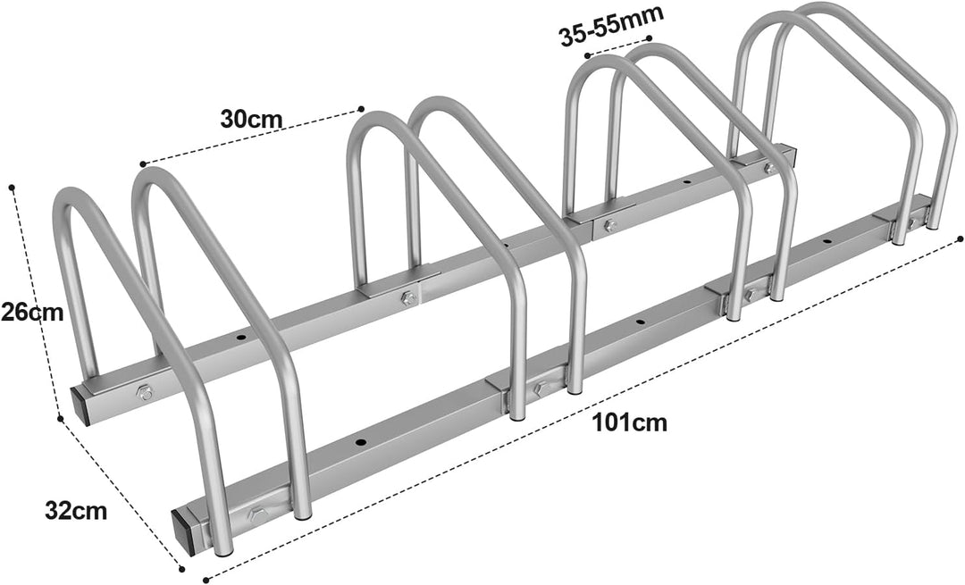 Ansobea Fahrradständer für 4 Fahrräder 35-55 mm Reifenbreite,Fahrradständer Bodenparker,Fahrrad Stän