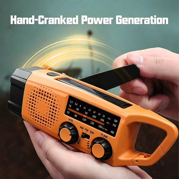Gemmac Kurbelradio mit Solar und Powerbank, Notfallradio 2000mAh USB AM/FM/SW Tragbar Emergency Radi