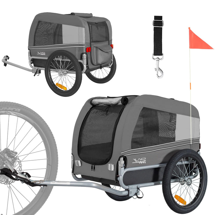 Tiggo VS Pets M Hundeanhänger Fahrradanhänger für Hunde Hundefahrradanhänger 80201 Grau, Grau