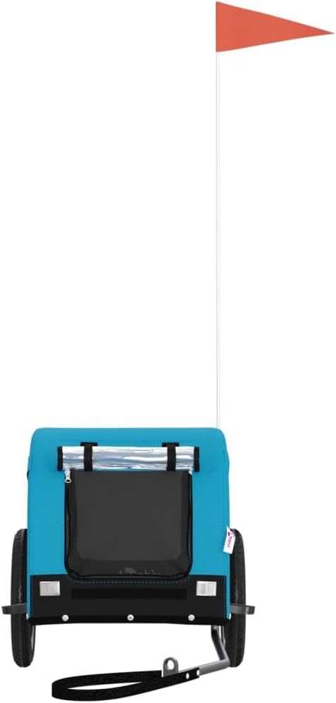 vidaXL Fahrradanhänger Hunde Grün und Schwarz Oxford-Gewebe &amp; Eisen Blau 53 x 124 x 53 cm, Blau 53 x