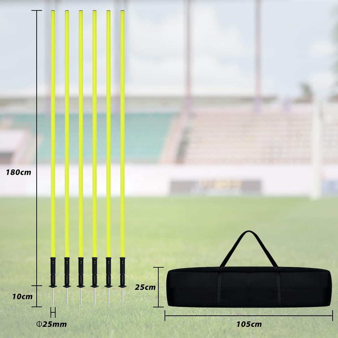YRHome Slalomstangen Fussball Set Slalom Poles 6 Slalom Stangen mit Federgelenk Sprunghafte Agilität