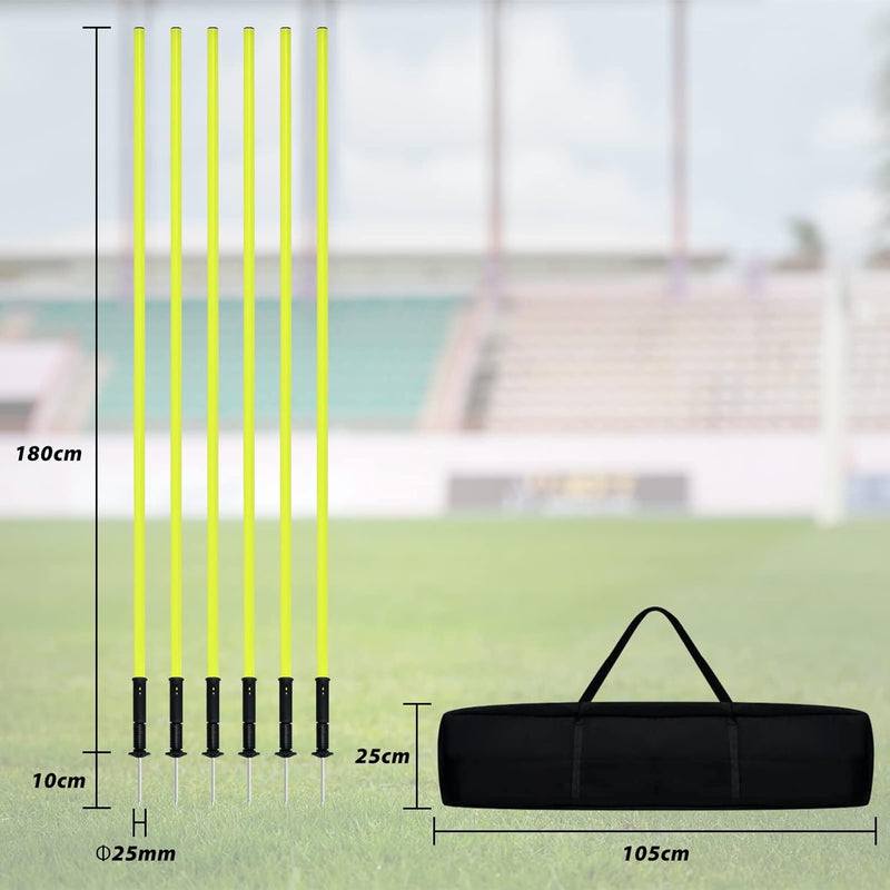 YRHome Slalomstangen Fussball Set Slalom Poles 6 Slalom Stangen mit Federgelenk Sprunghafte Agilität