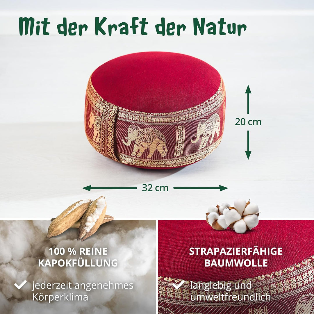 Livasia Meditationskissen Thaiseide, Yogakissen klein mit Kapok, Pouf, Bodenkissen Yoga Zen Meditati